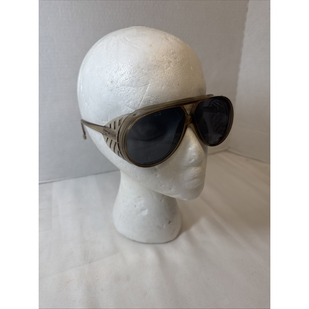 VTG 80s Gemini by Willson Safety Sunglasses Aviator Clear Smoke Frame Steampunk